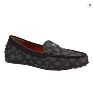 Coach Women Leather Signature C Jacquard Gable Flats Loafer Gray Black Size 7.5B
